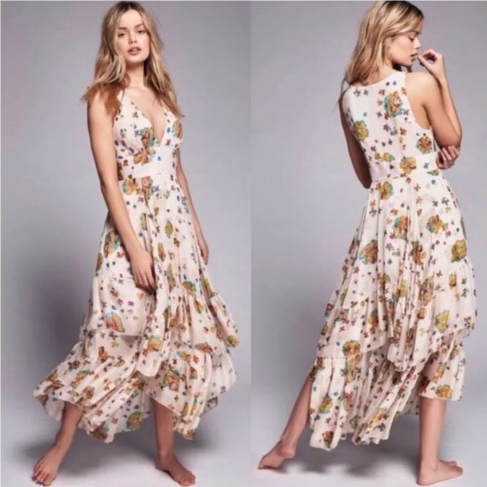 Free People Size 2 Ruffle Tiered Floral Boho Dress - Picture 8 of 9